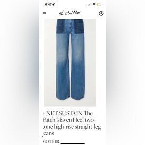 Mother NET SUSTAIN The Patch Maven Heel two-tone high-rise straight-leg jeans